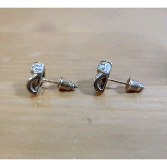 Designer Jordan Mom Gold Tone 925 Sterling Silver Love Knot Sparkly Earrings - Picture 4 of 8